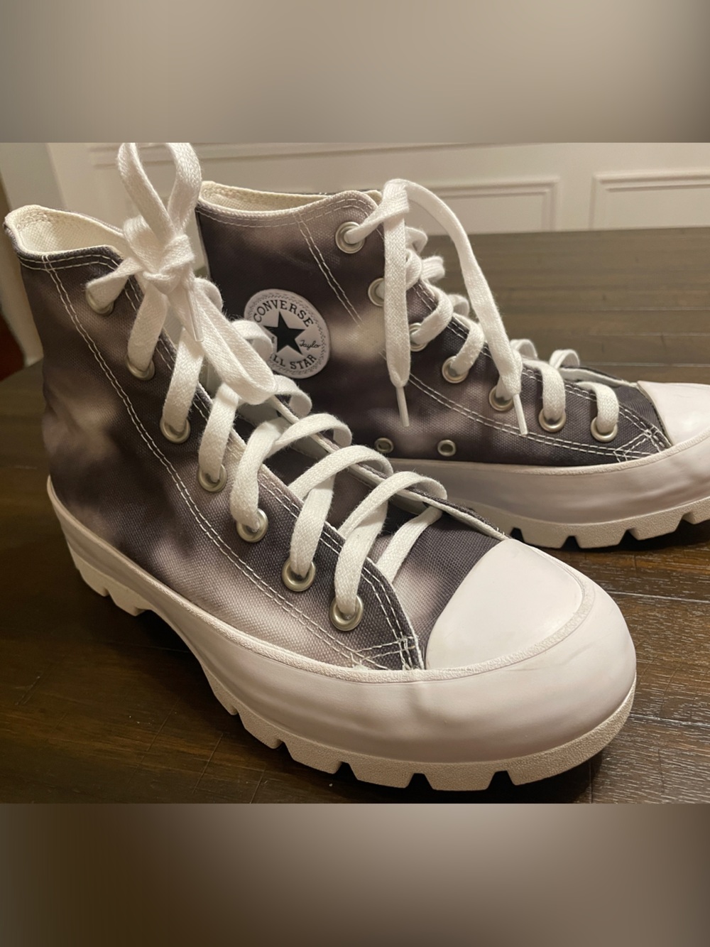 Converse High Top Sneakers in Gray and White